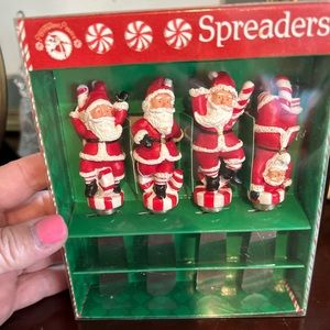Boston Warehouse Peppermint Parade Santa Clause spreaders, Christmas decor